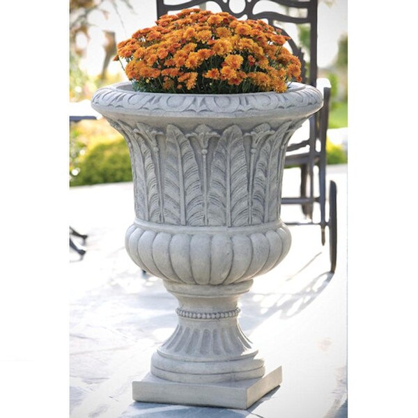 Planter Cement Egg And Dart Ornate Leaf Urn Massarelli Statuary